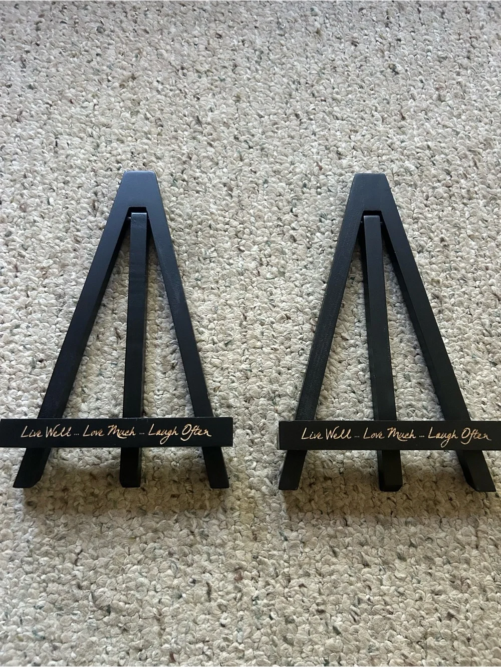 Black Decorative Mini Easel Pair with Gold Script Accent